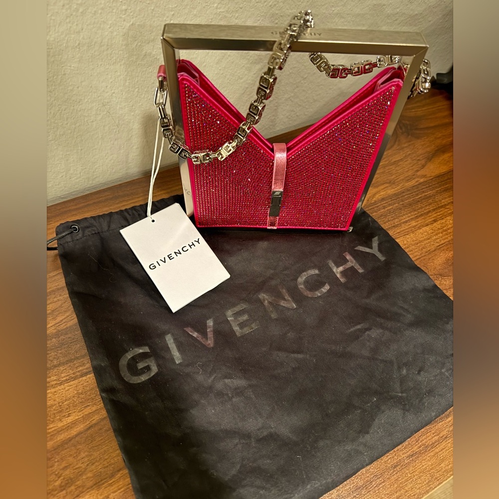 NWT Rare Givenchy Pink Silk w/ Rhinestones Cut Out Bag
